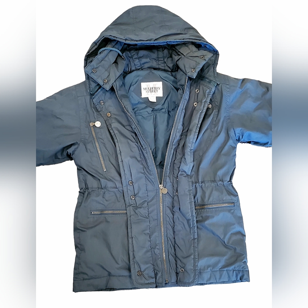 Womens Mullberry Street Heavy Weight Rain Winter Coat Detachable Hood Sz Medium